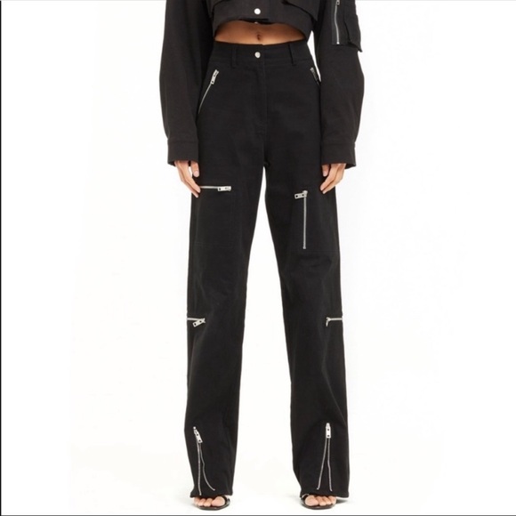 black zipper cargo pants